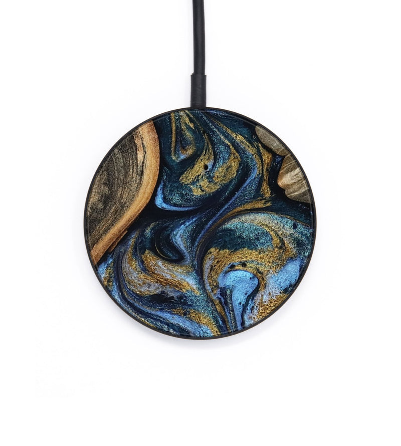 Circle Wood Wireless Charger - Kairi (Teal & Gold, 801650)