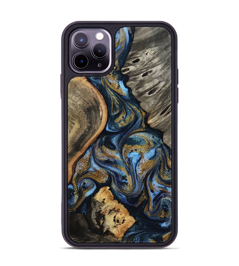 iPhone 11 Pro Max Wood Phone Case - Kairi (Teal & Gold, 801650)