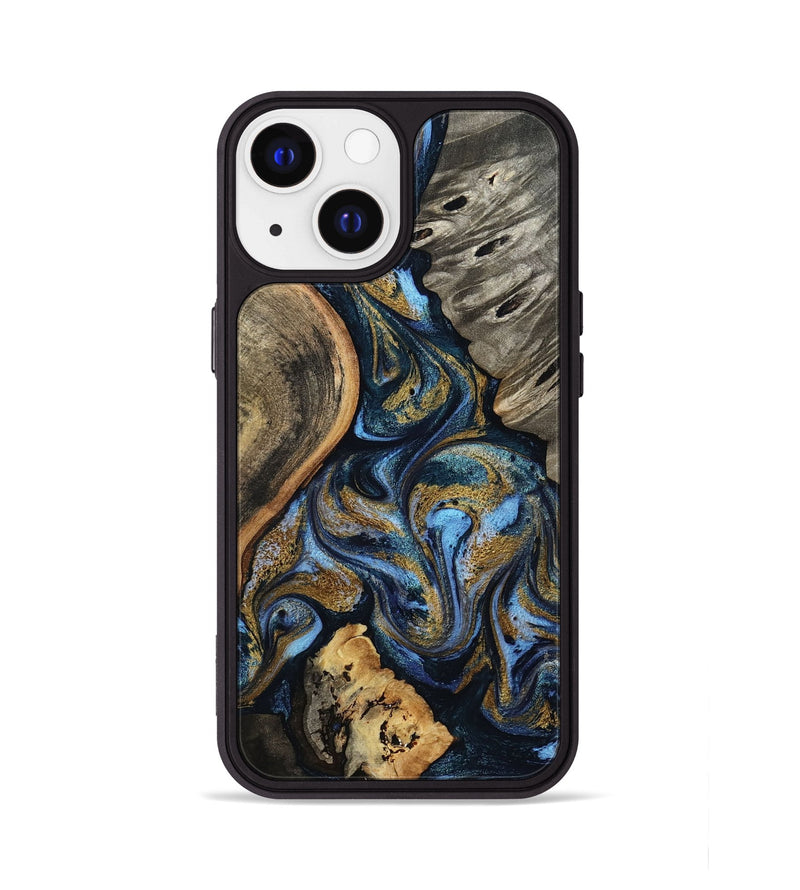 iPhone 13 Wood Phone Case - Kairi (Teal & Gold, 801650)