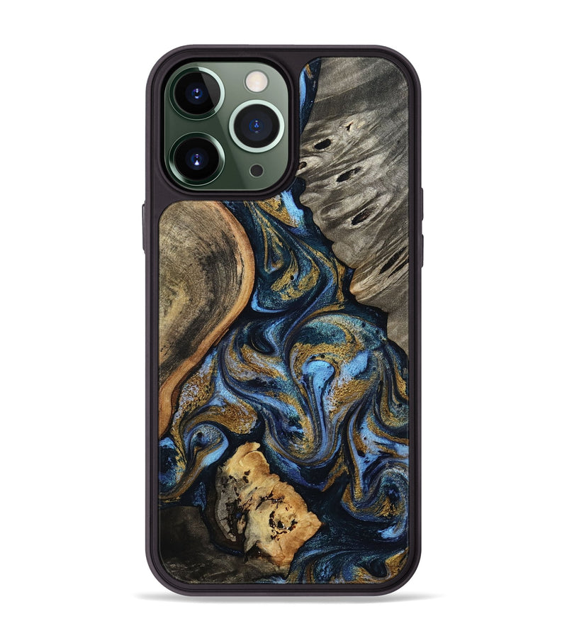 iPhone 13 Pro Max Wood Phone Case - Kairi (Teal & Gold, 801650)