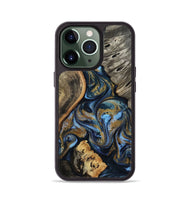 iPhone 13 Pro Wood Phone Case - Kairi (Teal & Gold, 801650)