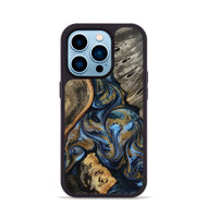 iPhone 14 Pro Wood Phone Case - Kairi (Teal & Gold, 801650)
