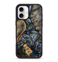 iPhone 16 Plus Wood Phone Case - Kairi (Teal & Gold, 801650)