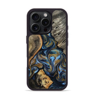 iPhone 16 Pro Wood Phone Case - Kairi (Teal & Gold, 801650)