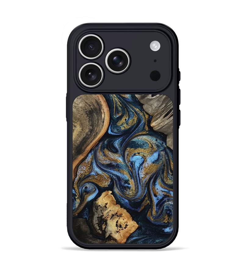iPhone 17 Pro Wood Phone Case - Kairi (Teal & Gold, 801650)