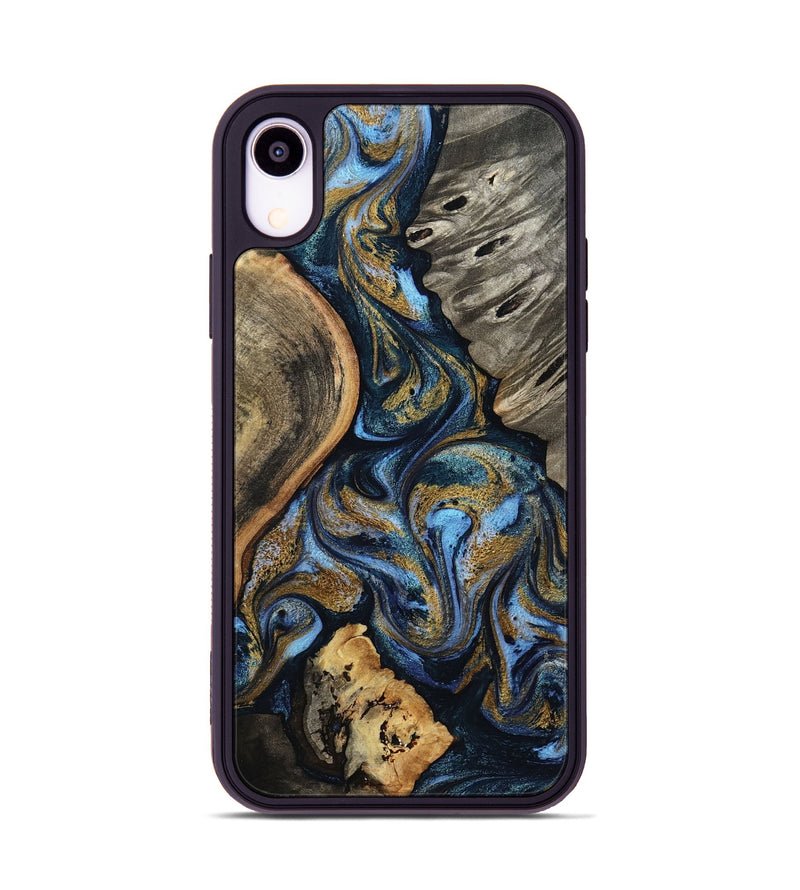 iPhone Xr Wood Phone Case - Kairi (Teal & Gold, 801650)