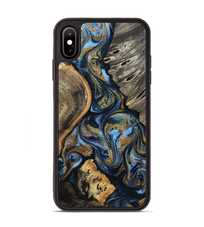 iPhone Xs Max Wood Phone Case - Kairi (Teal & Gold, 801650)