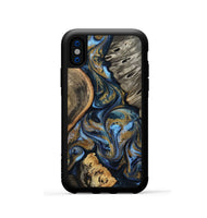 iPhone Xs Wood Phone Case - Kairi (Teal & Gold, 801650)