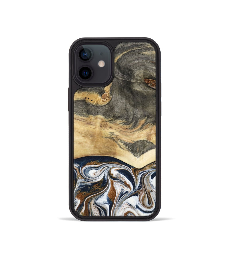 iPhone 12 mini Wood Phone Case - Amias (Black & White, 801651)