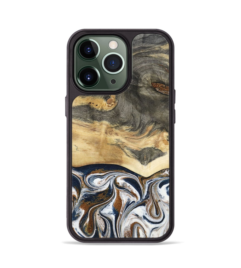 iPhone 13 Pro Wood Phone Case - Amias (Black & White, 801651)