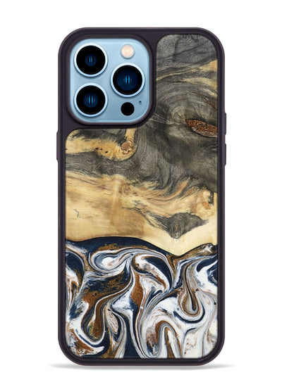 iPhone 14 Pro Max Wood Phone Case - Amias (Black & White, 801651)