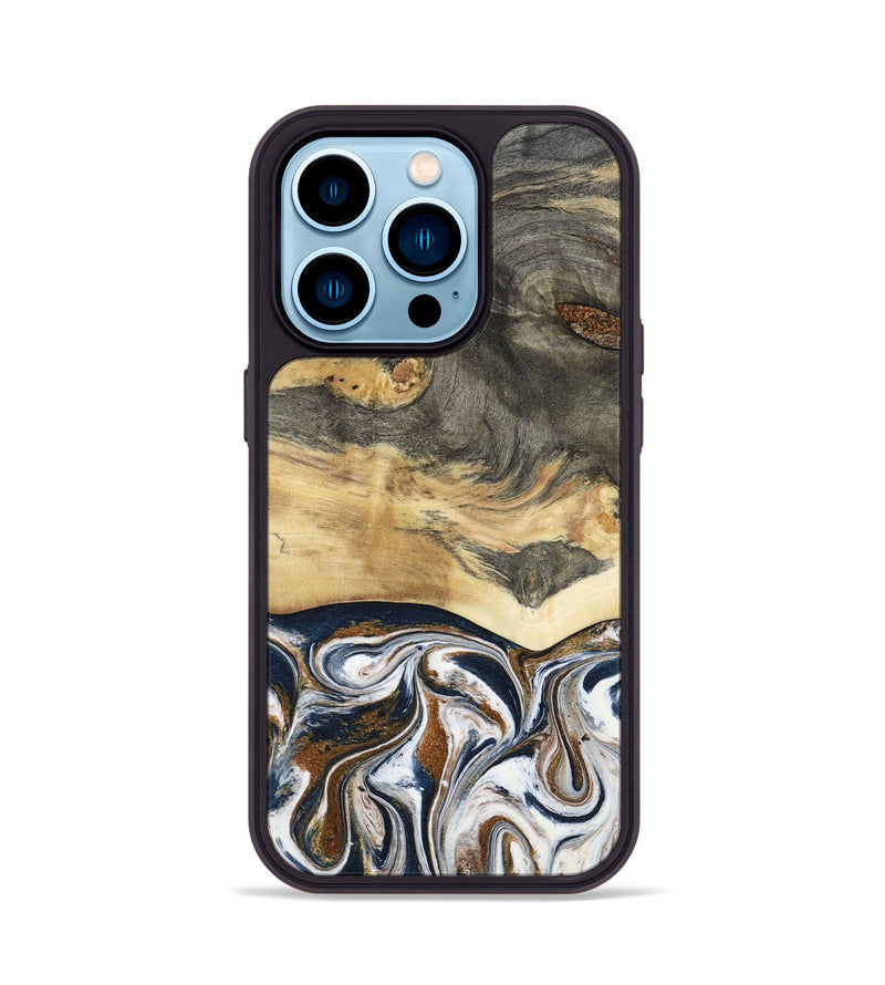 iPhone 14 Pro Wood Phone Case - Amias (Black & White, 801651)
