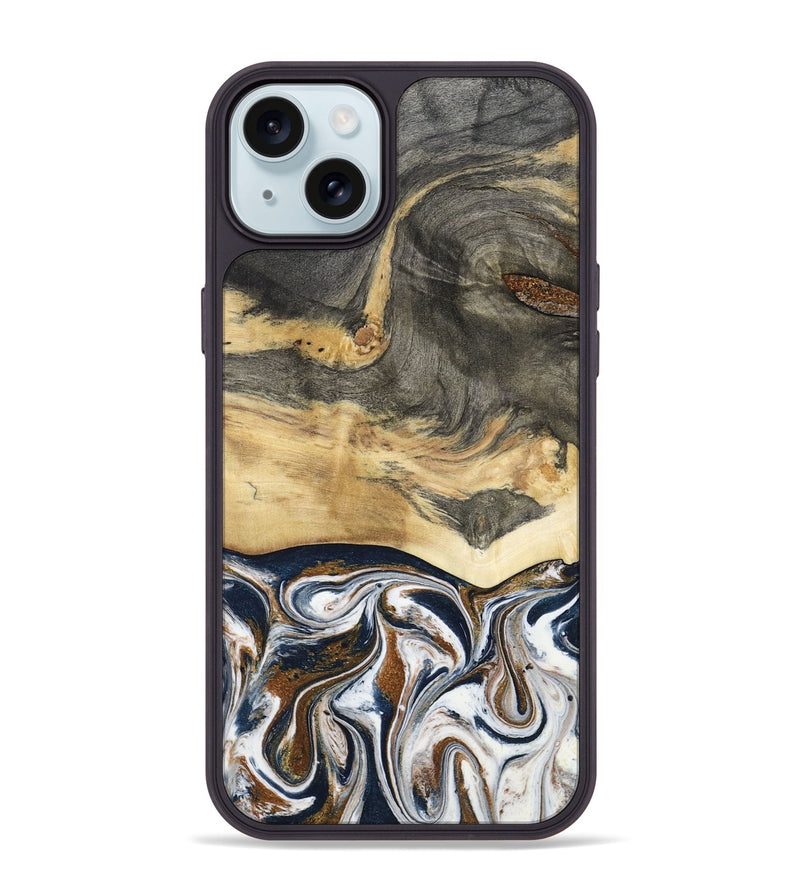 iPhone 15 Plus Wood Phone Case - Amias (Black & White, 801651)