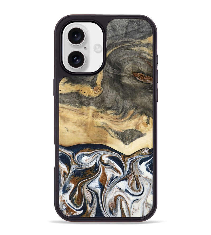 iPhone 16 Plus Wood Phone Case - Amias (Black & White, 801651)