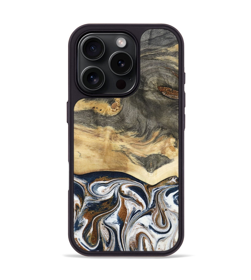 iPhone 16 Pro Wood Phone Case - Amias (Black & White, 801651)