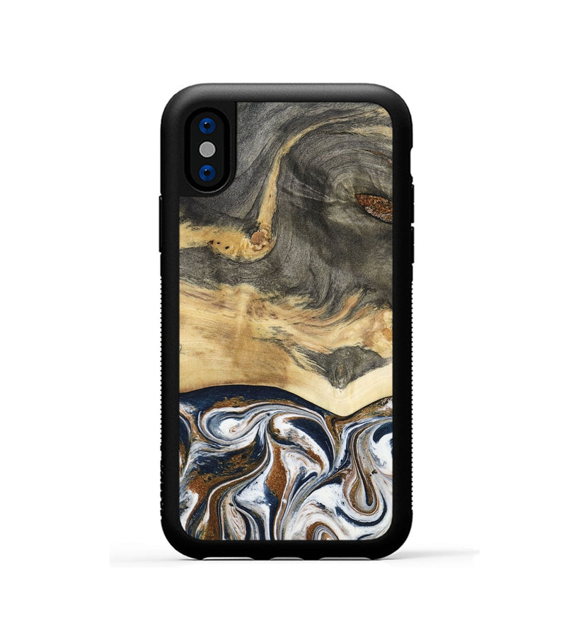 iPhone Xs Wood Phone Case - Amias (Black & White, 801651)