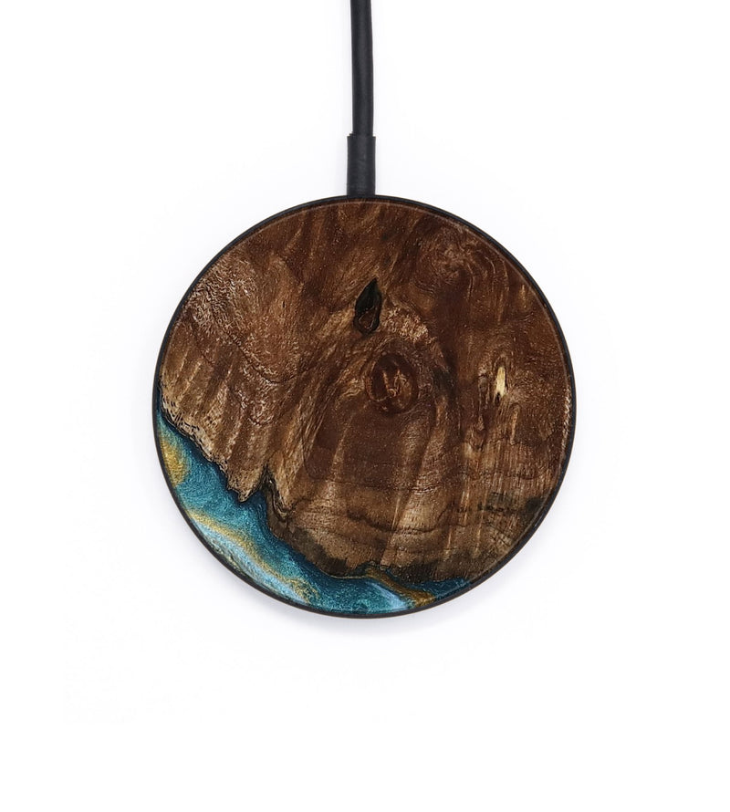 Circle Wood Wireless Charger - Tonya (Teal & Gold, 801652)