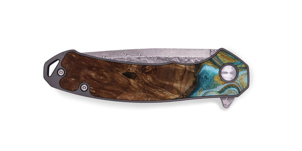 EDC Wood Pocket Knife - Tonya (Teal & Gold, 801652)