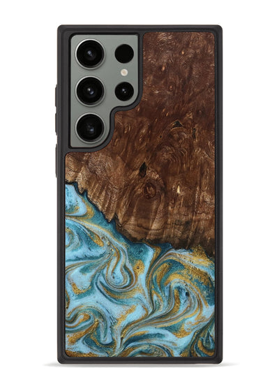 Galaxy S23 Ultra Wood Phone Case - Tonya (Teal & Gold, 801652)