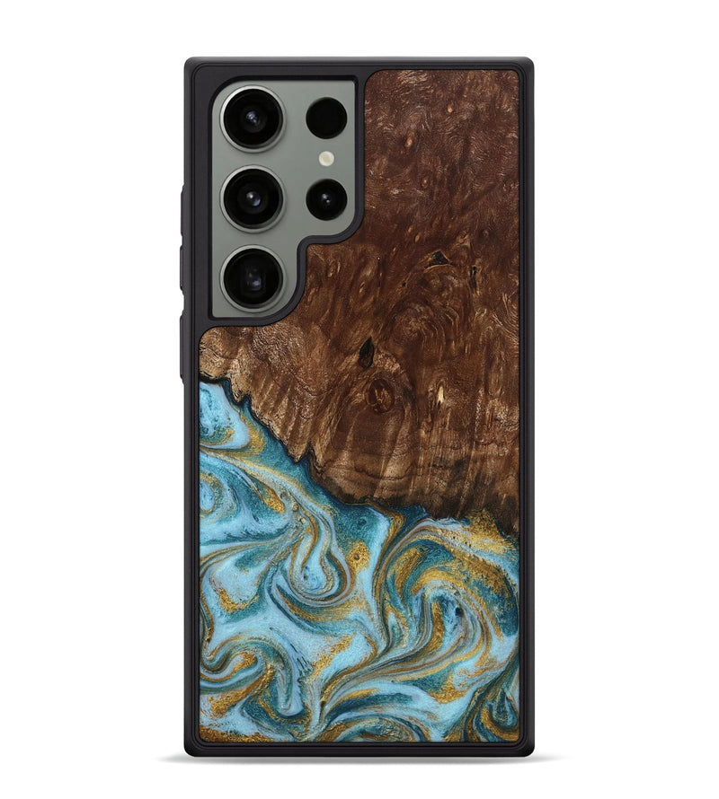 Galaxy S24 Ultra Wood Phone Case - Tonya (Teal & Gold, 801652)