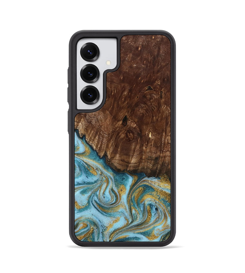 Galaxy S25 Wood Phone Case - Tonya (Teal & Gold, 801652)