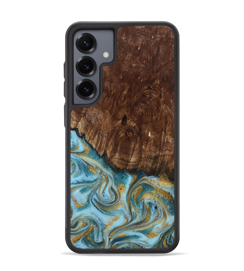 Galaxy S25 Plus Wood Phone Case - Tonya (Teal & Gold, 801652)