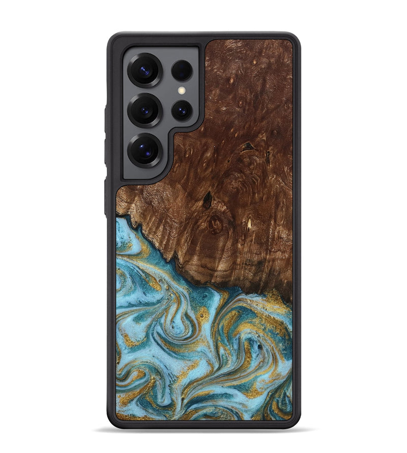 Galaxy S25 Ultra Wood Phone Case - Tonya (Teal & Gold, 801652)
