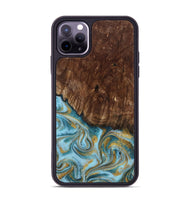 iPhone 11 Pro Max Wood Phone Case - Tonya (Teal & Gold, 801652)