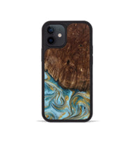 iPhone 12 mini Wood Phone Case - Tonya (Teal & Gold, 801652)