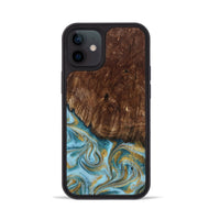 iPhone 12 Wood Phone Case - Tonya (Teal & Gold, 801652)