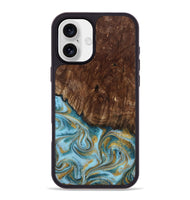 iPhone 16 Plus Wood Phone Case - Tonya (Teal & Gold, 801652)