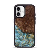 iPhone 17 Wood Phone Case - Tonya (Teal & Gold, 801652)