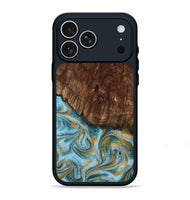 iPhone 17 Pro Max Wood Phone Case - Tonya (Teal & Gold, 801652)