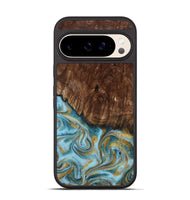 Pixel 10 Wood Phone Case - Tonya (Teal & Gold, 801652)