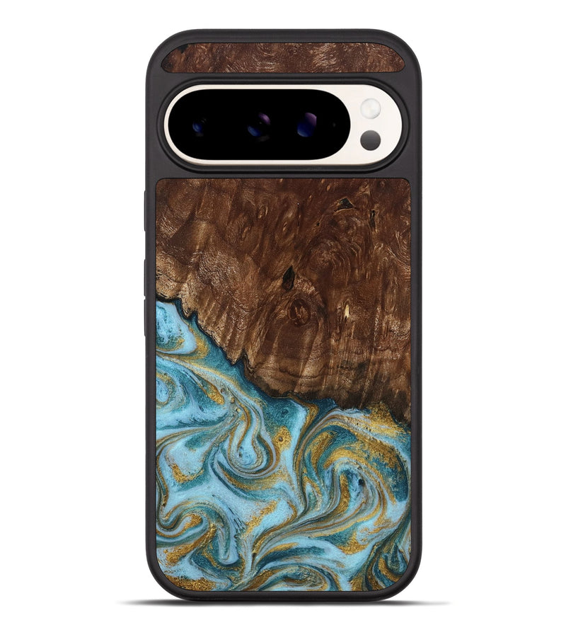 Pixel 10 Pro XL Wood Phone Case - Tonya (Teal & Gold, 801652)