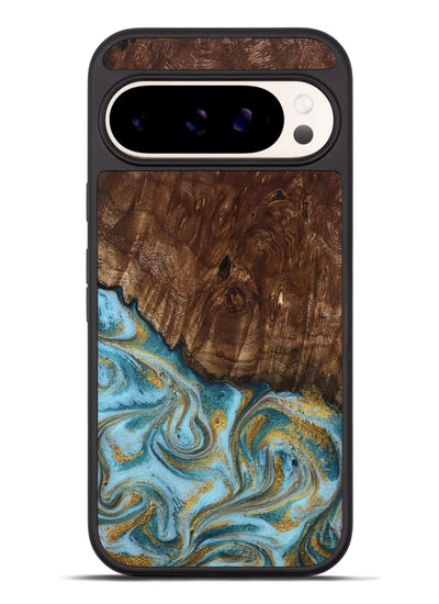 Pixel 9 Pro XL Wood Phone Case - Tonya (Teal & Gold, 801652)