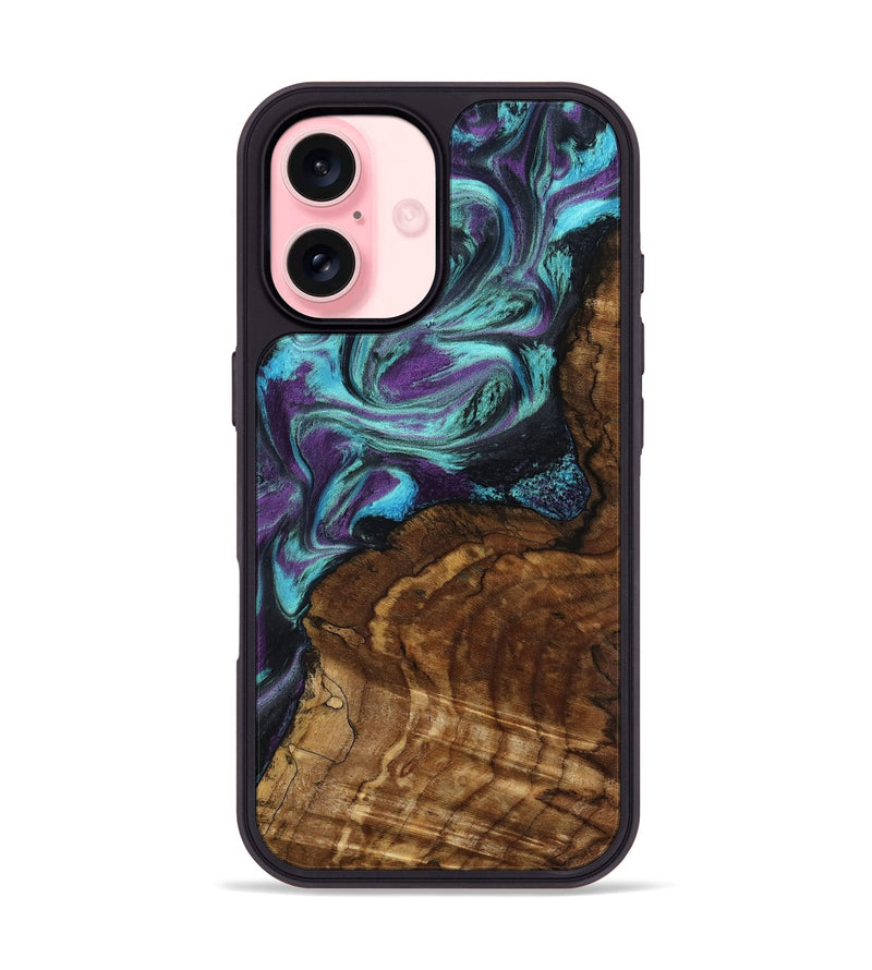 iPhone 16 Wood Phone Case - Georgia (Purple, 801654)