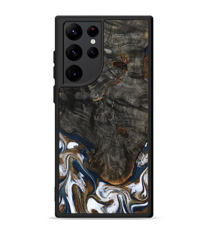 Galaxy S22 Ultra Wood Phone Case - Tracee (Teal & Gold, 801675)