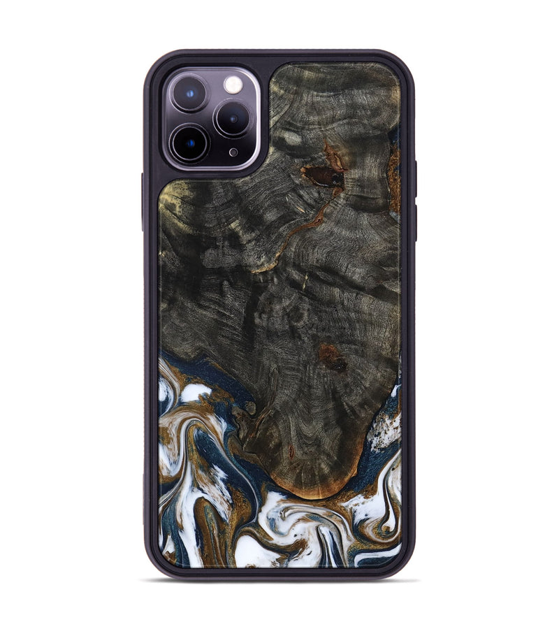iPhone 11 Pro Max Wood Phone Case - Tracee (Teal & Gold, 801675)