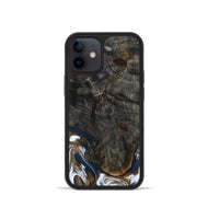 iPhone 12 mini Wood Phone Case - Tracee (Teal & Gold, 801675)