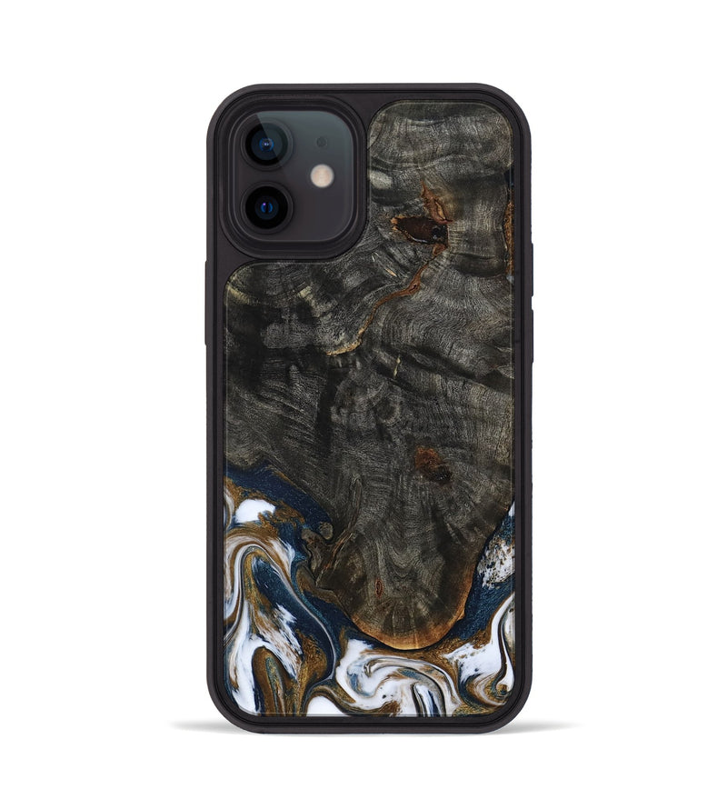 iPhone 12 Wood Phone Case - Tracee (Teal & Gold, 801675)