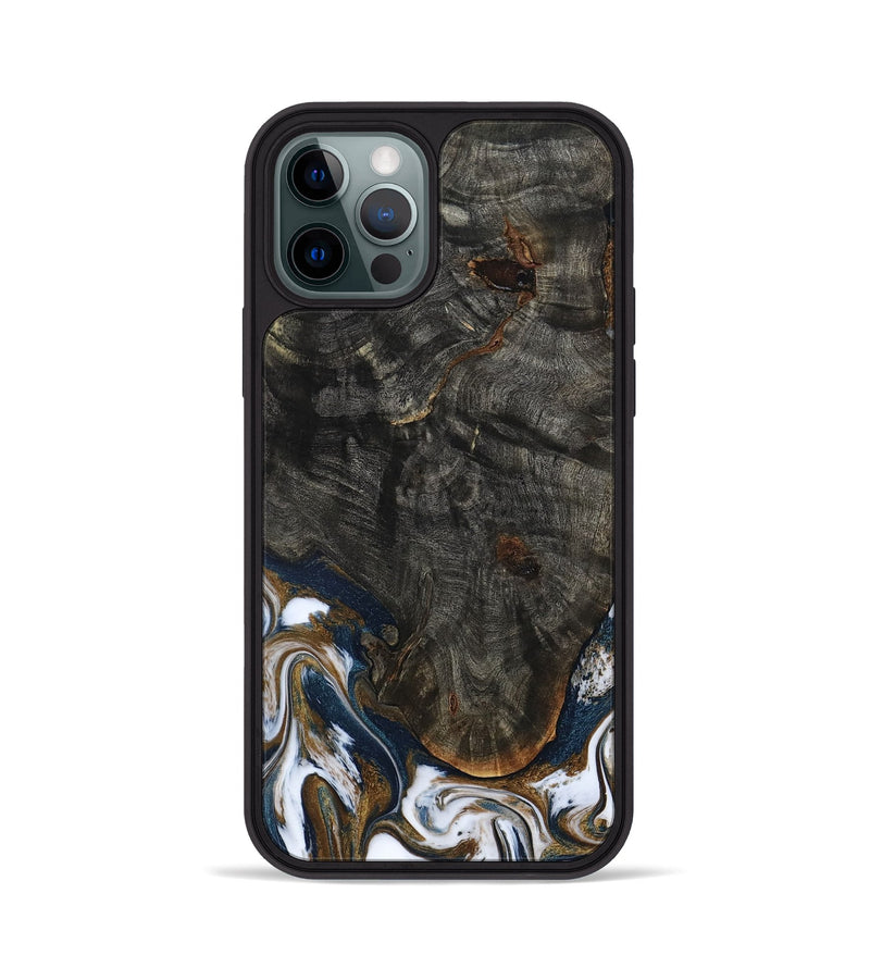 iPhone 12 Pro Wood Phone Case - Tracee (Teal & Gold, 801675)