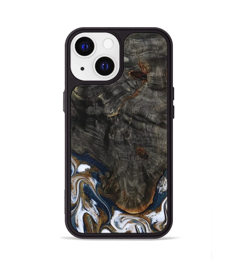 iPhone 13 Wood Phone Case - Tracee (Teal & Gold, 801675)