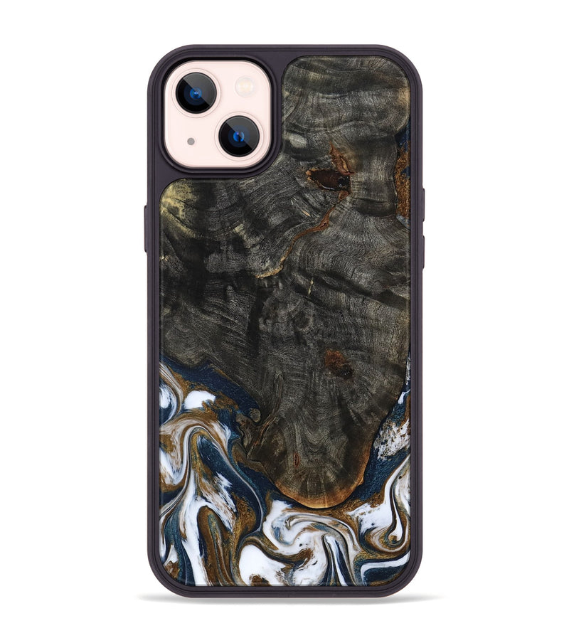 iPhone 14 Plus Wood Phone Case - Tracee (Teal & Gold, 801675)