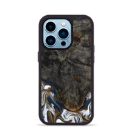 iPhone 14 Pro Wood Phone Case - Tracee (Teal & Gold, 801675)