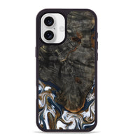 iPhone 16 Plus Wood Phone Case - Tracee (Teal & Gold, 801675)