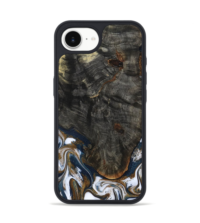 iPhone 16e Wood Phone Case - Tracee (Teal & Gold, 801675)