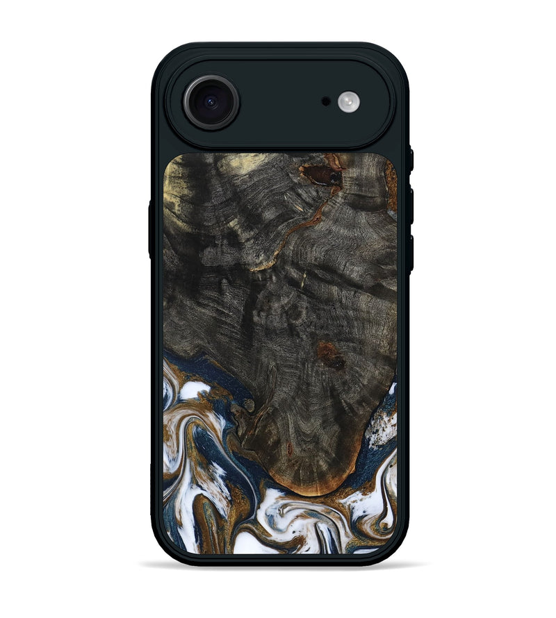 iPhone 17 Air Wood Phone Case - Tracee (Teal & Gold, 801675)