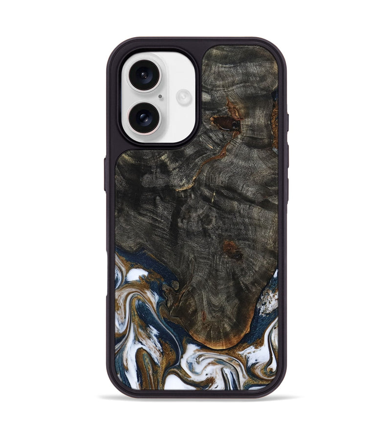 iPhone 17 Wood Phone Case - Tracee (Teal & Gold, 801675)