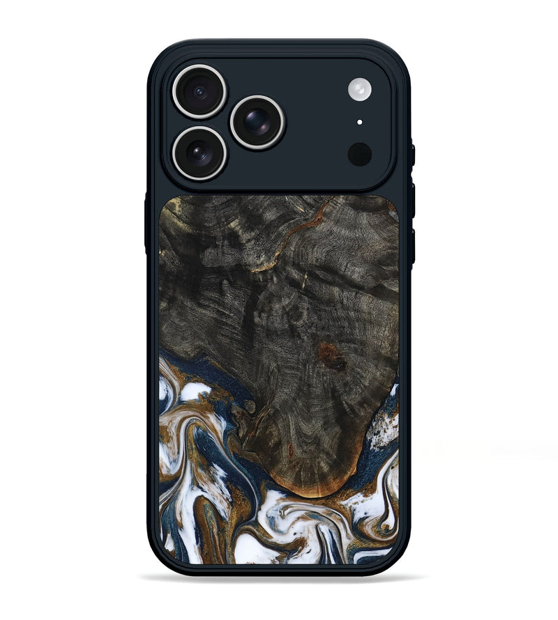 iPhone 17 Pro Max Wood Phone Case - Tracee (Teal & Gold, 801675)